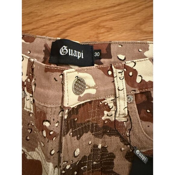 NWT Guapi Men's Denim Shorts Size 30 Frayed Brown Design [jb] - Picture 4 of 6